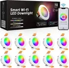 10 Pack 2 Inch Smart Recessed Lighting, Wifi LED Downlight 5W 120V, Dimmable RGB