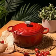 Gourmet Kitchen Cast Iron Casserole Dish with Lid Heat Resistant Knob Enamel Processing Oven Safe Dutch Oven Cookware High-Quality Non Stick Casserole 24cm - Black Cherry Red