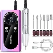 Cordless Nail Drill Machine,45000 RPM Rechargeable Portable Nail File Kit for Acrylic, Gel Nails, Manicure (Purple)