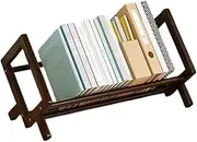 TOMVAES Bamboo Desktop Bookshelf,Desktop Book Shelf Organizer Bookshelves Storage Rack Simple Tabletop Tilted Bookcase for Books/Magazine/CDs Display (Dark)
