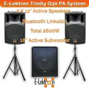 E-Lektron Trinity Q30 2200W Bluetooth PA Speaker System 2X12" + 15" Sub Stands