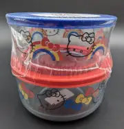 NEW Hello Kitty Pyrex 4-Cup Round Glass Food Container - Set of 2 W/Lid Rainbow