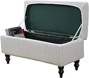Stretch Ottoman Cover Rectangle with Lid S/M/L Storage Ottoman Bench Slipcovers Footstool Cover Rectazngle Pouffe Covers Rectangle Removable Washable,White,L