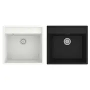 Kitchen Sink with Overflow Hole Granite Bathroom Granite Black/White vidaXL
