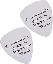 LOLIPPYY 2pcs Creative Letter Titanium Steel Guitar Picks Lightweight Plectrum for Dad Durable Musical Instrument Accessories present for Father Day Silver
