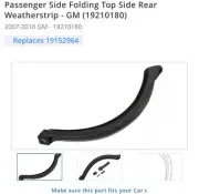 NEW OEM GM Right Folding Top Side Rear Weatherstrip 19210180/ 07-10 Sky Solstice