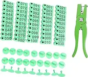 Toddmomy 103pcs Poultry Ear Tag Set Ear Tagging Pliers Animal Tags Animal Tag Applicator Label Livestock Ear Tag Ear Tags for Cattle Cow Tags Cattle Ear Tags Sheep Ears Ear Tag Pin Green