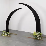 2 BLACK Fitted Spandex Half Crescent Moon Arch BACKDROP STAND Events Wedding