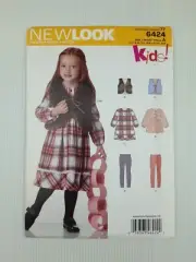 New Look Sewing Pattern 6424 Girls Dress Vest Leggings Pattern Size 3-8 NEW