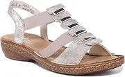[Rieker] 62850-90 Lytham Fashionable Slip On Sandals in Metallic 7 METALIC
