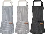 XLSXEXCL Stripes Kids Apron, Kids Cooking Aprons with 2 Pockets, Cute Kids Aprons for Cooking for Boys and Girls Adjustable