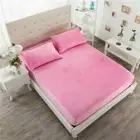 3 PC Velvet King Single Baby Pink 16"Deep Pocket 1 Fitted Sheet & 2 Pillow Cover