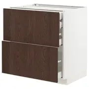 METOD / MAXIMERA base cb 2 frnts/2 low/1 md/1 hi drw, white/Sinarp brown, 80x60x80 cm