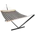 2-Person Quilted Fabric Hammock with Steel Stand - Mountainside by Sunnydaze