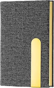 [GEMWONDER] Metal Business Card Holder for Men & Women, Leather&Space Aluminium Pocket Business Card Case Slim Business Card Wallet Business Card Holders Name Card Holder Gold
