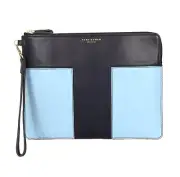 Tory Burch Block-T Large Leather Wristlet Tablet Pouch in Blue: $235.00 MSRP!