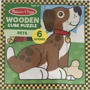 Melissa And Doug 6 Scenes Wooden Cube Puzzle - Pets