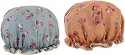 ELAYARD 2pcs Cartoon Pattern Shower Caps Soft Leakproof for Bathing Spa Hair Care