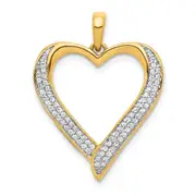 14k Yellow Gold and Rhodium 1/4ct. Real Diamond Heart Pendant