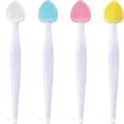 4pcs Lip Scrub Brush, Silicone Heart Lip Exfoliator Brushes Scrubber Tool, Double-Sided Lip Cleaning Exfoliating Remove Dead Skin Tool for Men Women Dark Lips