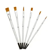 6Pcs/Set White Flat Nylon Hair Oil Painting Acrylic Painting Brushes Artist Supplies Wholesale High Quality