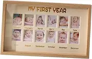 BESTonZON Growth Commemorative Photo Frame Baby Keepsake Newborn Baptism 12 Month Milestone Picture Holder