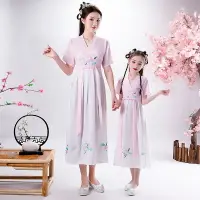 在飛比找樂天市場購物網優惠-【新品服裝】2020新款親子裝 母女裝中國風古裝漢服連衣裙短