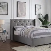 Empress Premium PU Fabric Double Bed Frame Silver