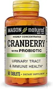 Mason Natural, Cranberry with Probiotic and Added Vitamin C and Calcium Tablets, 60 Count, Dietary Supplement that supports Immune and Intestinal Health