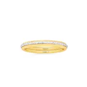 9ct Gold Two Tone Diamond Cut Stacker Ring