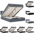 Ottoman Bed with Mattress Home Bed Base & LEDs Dark Grey Double Velvet vidaXL