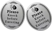 DINHEAROM 2Pcs Please Knock Before Entering Door Sign Stickers Adhesive Knock the Door Signs for Walls Front Doors and Windows Gentle Reminder for Visitors to Knock Before Entering