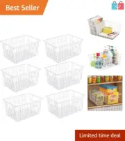 Durable 6-Pack Wire Baskets, 13.4" Rectangular Containers for Stylish Storage