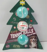 Dog Tennis Balls Set of 3 WHIMSY Holiday Design Turquoise Novelty FurBaby Gift!