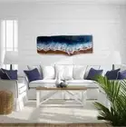 Live Edge Black Walnut Wall Art with Resin Waves / wood Ocean Table Countertop