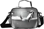 Insulated Lunch Box Penguin Bathtub Funny for Women Men - Ideal for Work, Picnics - Includes Adjustable Shoulder Strap