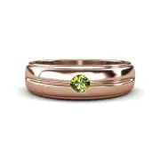 Round Peridot 3.50 mm Solitaire Men Wedding Ring 14K Rose Gold JP:322072