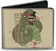 [Buckle-Down] DC Comics Wallet, Bifold, Chibi Harley Quinn Holiday Christmas Heck Yeah Been Naughty, Vegan Leather, 4.0" x 3.5", Casual