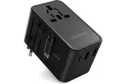 CHOETECH PD5020 35W EU/US/AUS/UK Travel Adapter with Built-in USB-C Cable - Black