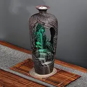 REAHOME Resin Backflow Incense Burner Sticks Incense Waterfall with 20 Beauty Backflow Incense Sticks for Meditation Decoration Home Office Yoga Spa（Max Size 7.7in*3.9in）