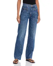 Mother The Riveting Rambler Zip Sneak Jeans in Bending the Rules