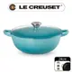 LE CREUSET-琺瑯鑄鐵鍋媽咪鍋 24cm (加勒比海藍-鋼頭-內鍋黑)