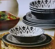 Pandex Melamine 12-piece Dinnerware Set Black