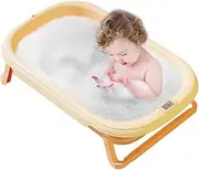 Acunny Folding Baby Bathtub, Foldable Baby Basin - Non-Slip Silicone Bath Baths - Double Layer Heat Insulation Shower Tool, Baby Supplies for Outdoor