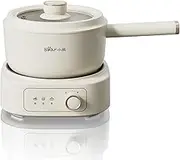 Electric Hot Pot with Steamer, 2.5L Shabu Shabu Hot Pot with Dual Power Control, Electric Cermic Glaze Non-Stick Frying Pan, Portable Travel Cooker for Ramen/Steak/Fried Rice/Oatmeal/Soup