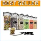 Space-Saving 6 Pack Airtight Storage Containers for Cereal & Pantry Organization