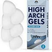 Dr. Frederick's Original High Arch Support Gel Inserts - 6 Pcs - Peel & Stick SuperComfort Gel - Great for Sandals - Dress Shoes - Flip Flops - Women & Men