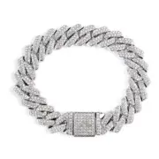 Invicta Men's Authentic 7.87inches Ultra Iced Out Cuban Chain Silver Bracelet