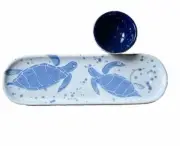 Sushi Tray, Serving Tray, Chips Dip Set, By Mud Pie, Sea Turtle Design