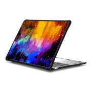 MacBook Air 13-inch (M1 / Intel) Impact Case CASTLES IN THE MIST - Bold Jewel Tone Magical Fantasy Sci-Fi Abstract Acrylic Painting Whimsical Blue Orange Pink Black Sparkle Space Galaxy Mountains Landscape Fine Art